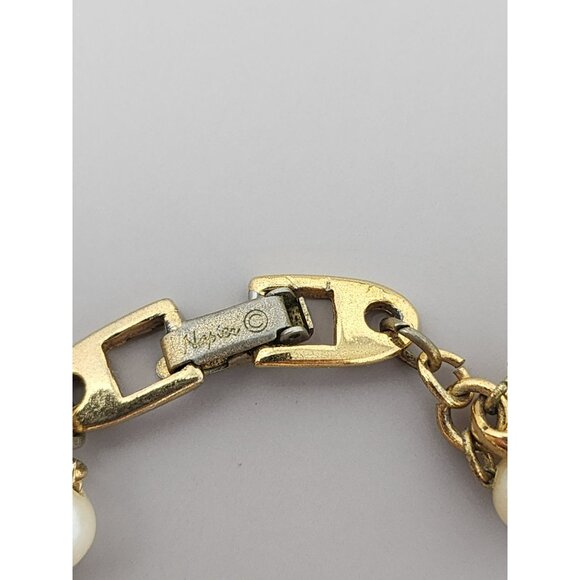 Vintage Napier Gold Tone Necklace With Faux Pearls‎ Costume Jewelry - Picture 2 of 4